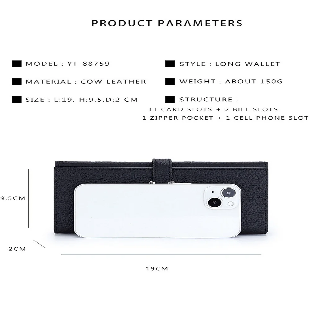 URBAN MASTER 9 Colors Women Genuine Cow Leather Long Fashion Ladies Clutch Phone Purse Multi-Card Holder Luxury Designer Wallets