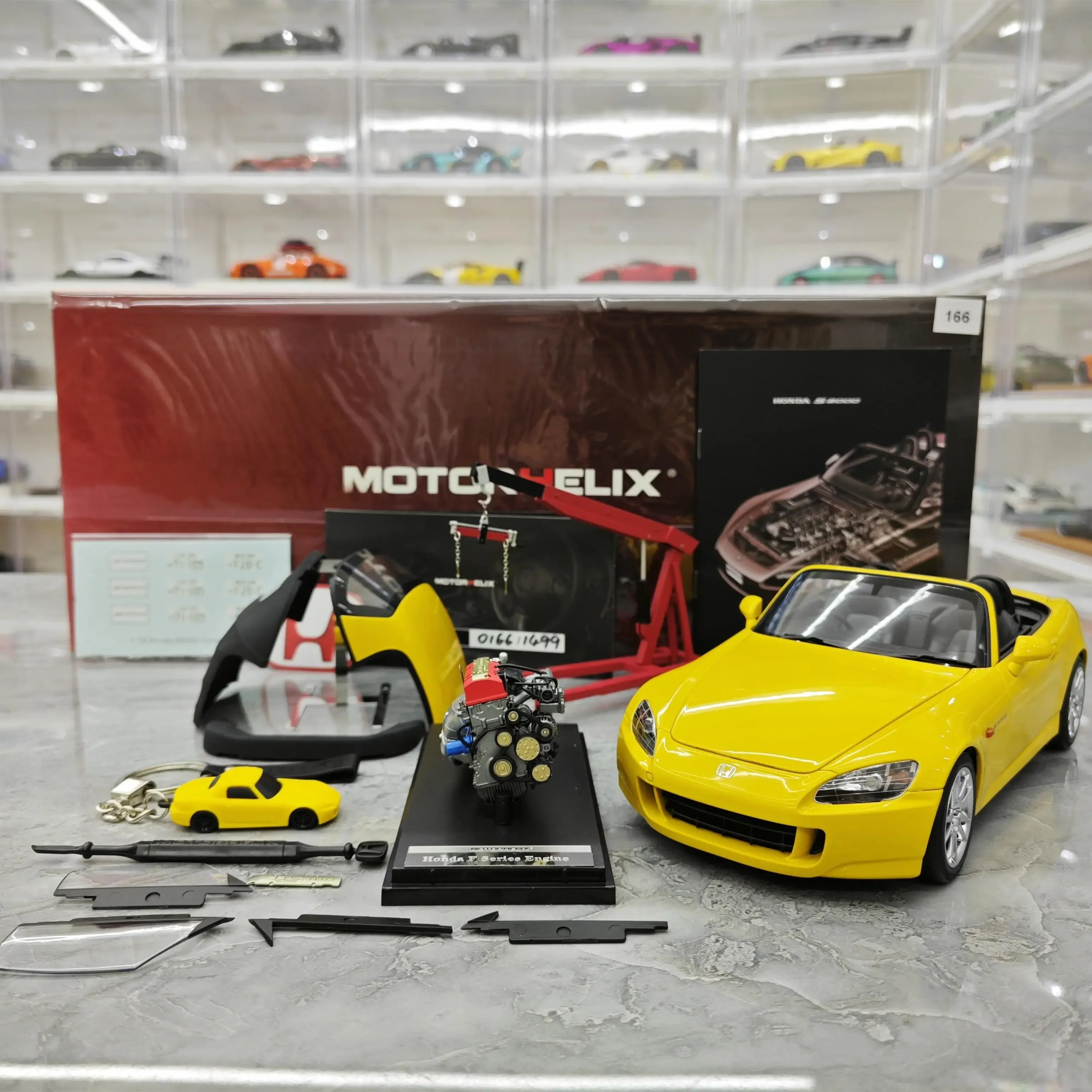 MotorHelix 1:18 para Honda S2000 AP2, modelo de coche de aleación de simulación con motor, edición limitada