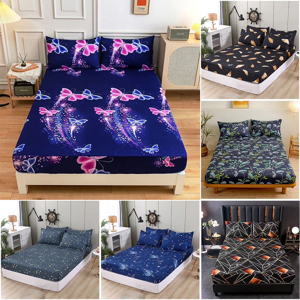 

1 Piece of Plant Patterned Bedsheet Bedroom Printed Bedspread Dustproof Bedsheet Bedding Sombrero De Cama Con Patrón De Mariposa