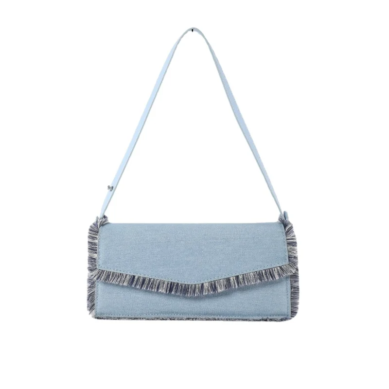 Nappa Denim Solid Fashion borse a tracolla Hasp borse da donna in vendita 2024 borsa a tracolla con filo per cucire di alta qualità Bolsas De Ombro