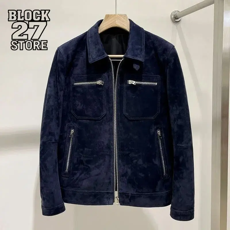 سترة رجالي Harajuku الراقية الخريف الشتاء موضة التلبيب معطف دراجة نارية الكورية سليم صالح ملابس خارجية العصرية ملابس رجالية غير رسمية نمط #1