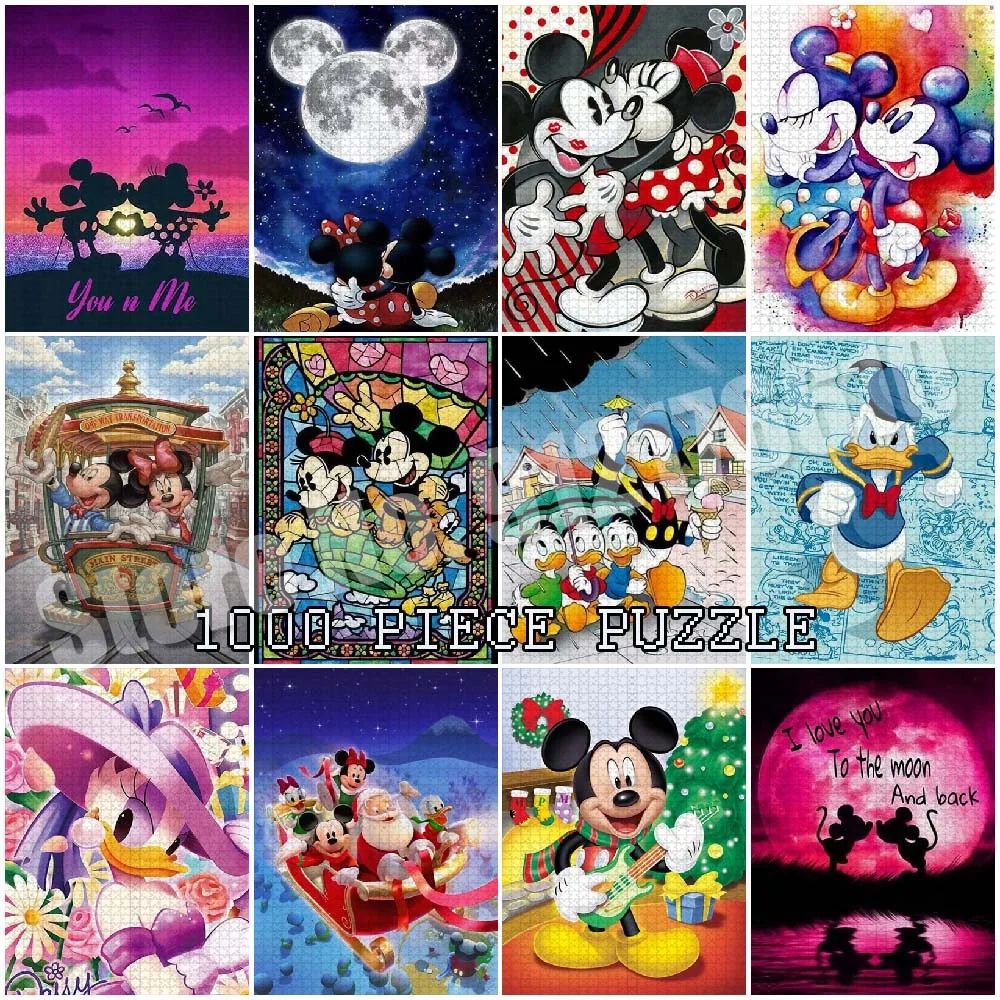 Mickey Mouse Puzzles 1000 Pieces Paper Assembling Picture Disney Jigsaw Puzzles Toys for Adults Children Game Educational Toy