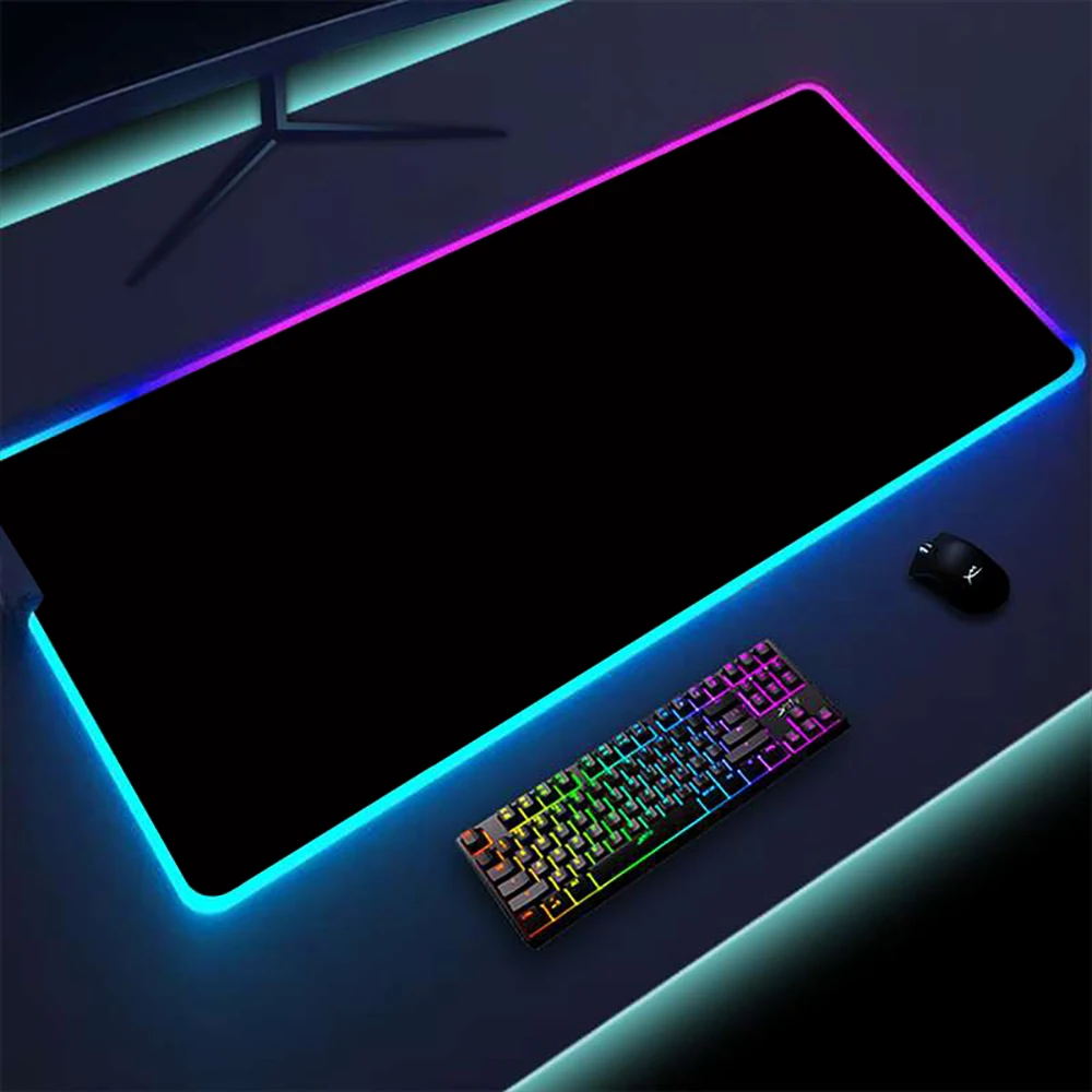 

Черный коврик для мыши RGB, очень большой игровой раздвижной Противоскользящий резиновый коврик для клавиатуры компьютера, аксессуары для игровой комнаты с подсветкой