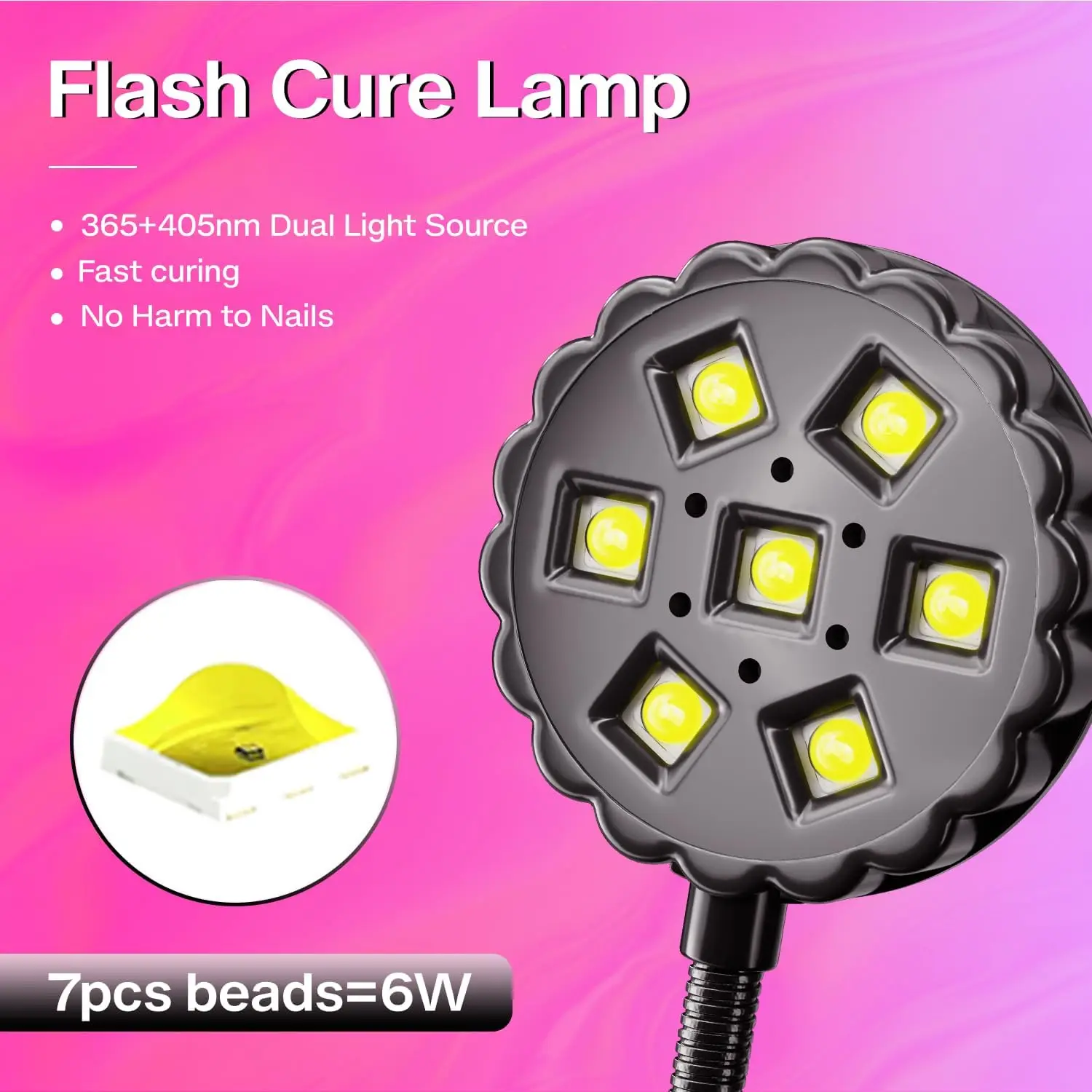 UV LED Nail Lamp with Clamp, 6W Flexible Gooseneck USB Gel Nail Dryer for Salon or Desk Manicure