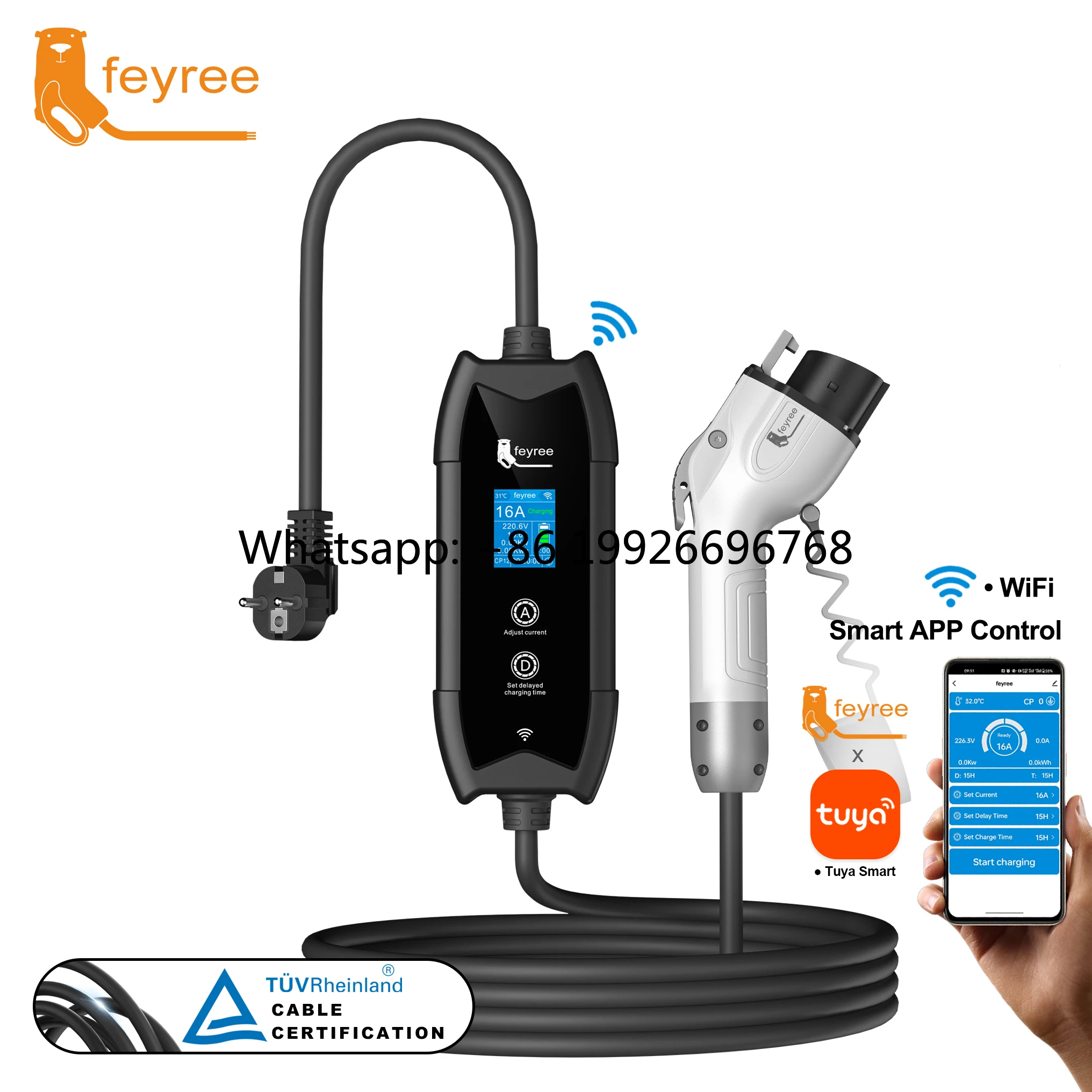

Feyree 16A Level 2 Type 1 J1772 Electric Vehicle Charger 3.5kw AC Portable Fast EV Charger New Condition