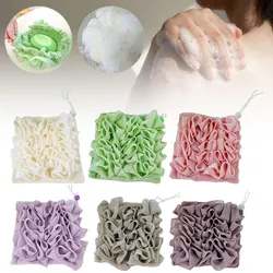 2-In-1 Bath Ball Towel Loofah with Drawstring Closure for Soap Soft Exfoliating Mesh Shower Sponge Skin Care Bathing Tool