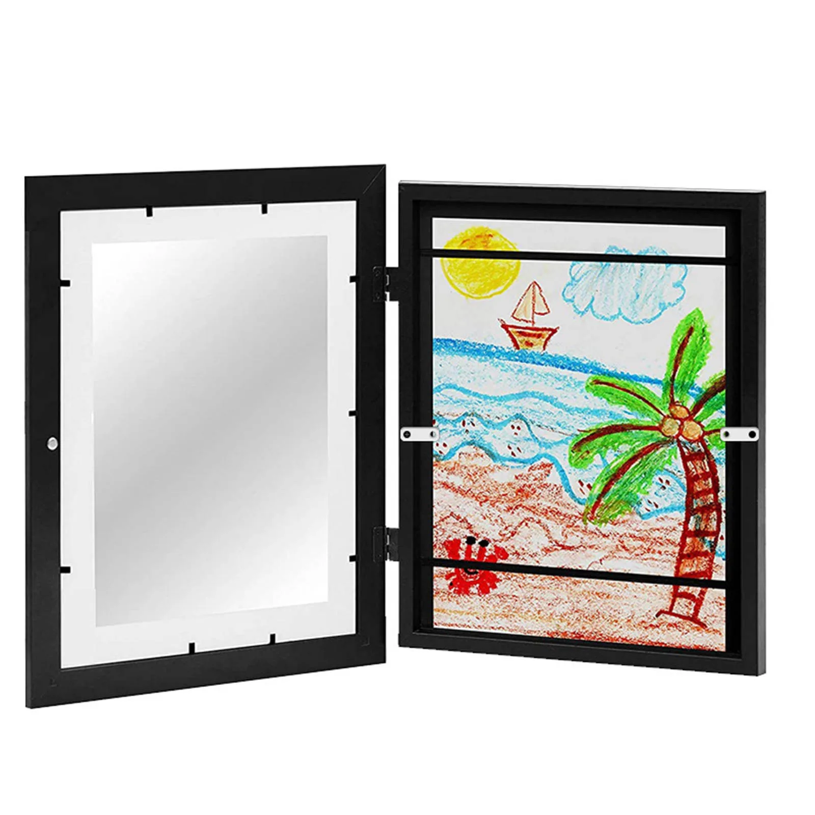 Wooden photo frame table oil painting storage box Kids Art Frames children flip diy photo frame