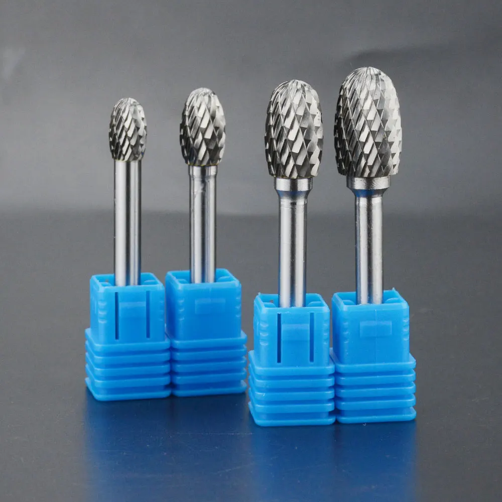 E-Type Alloy Rotary File Elliptical Double Thread Tungsten Steel Grinding Head Metal Jade Wood Electric Grinding Milling Cutter