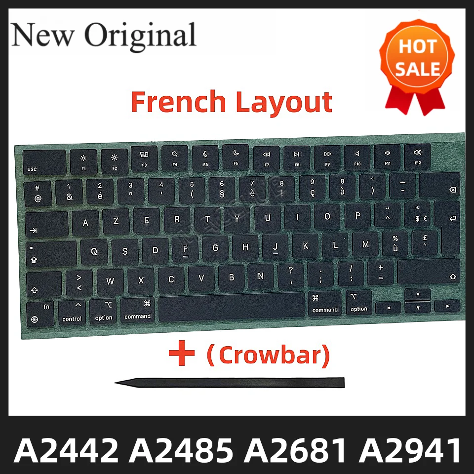 French France Keyboard Keycap Layout for MacBook Pro Retina A2442 A2485 A2681 M1 M2 keycap Key cap Keys Black