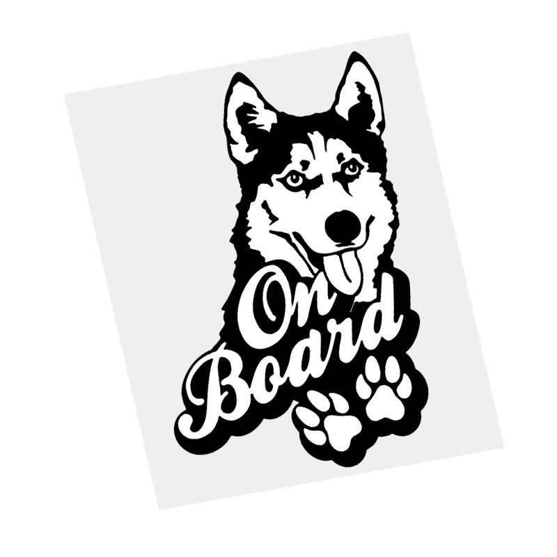 CK3137# Husky on Board Funny Car Sticker Vinyl Decal Waterproof Personality Decoration for Bumper Rear Window