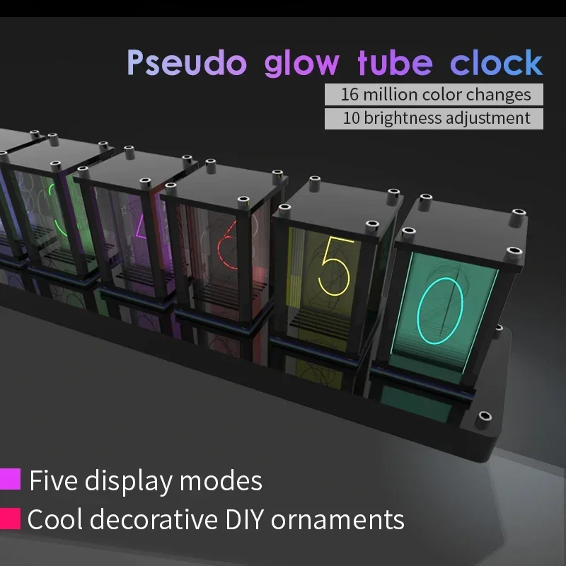 Electronic LED Glow Tube Clock Simulation Nixie Clock 5V USB Powered Semi-finished DIY kit Home Decoration Gift