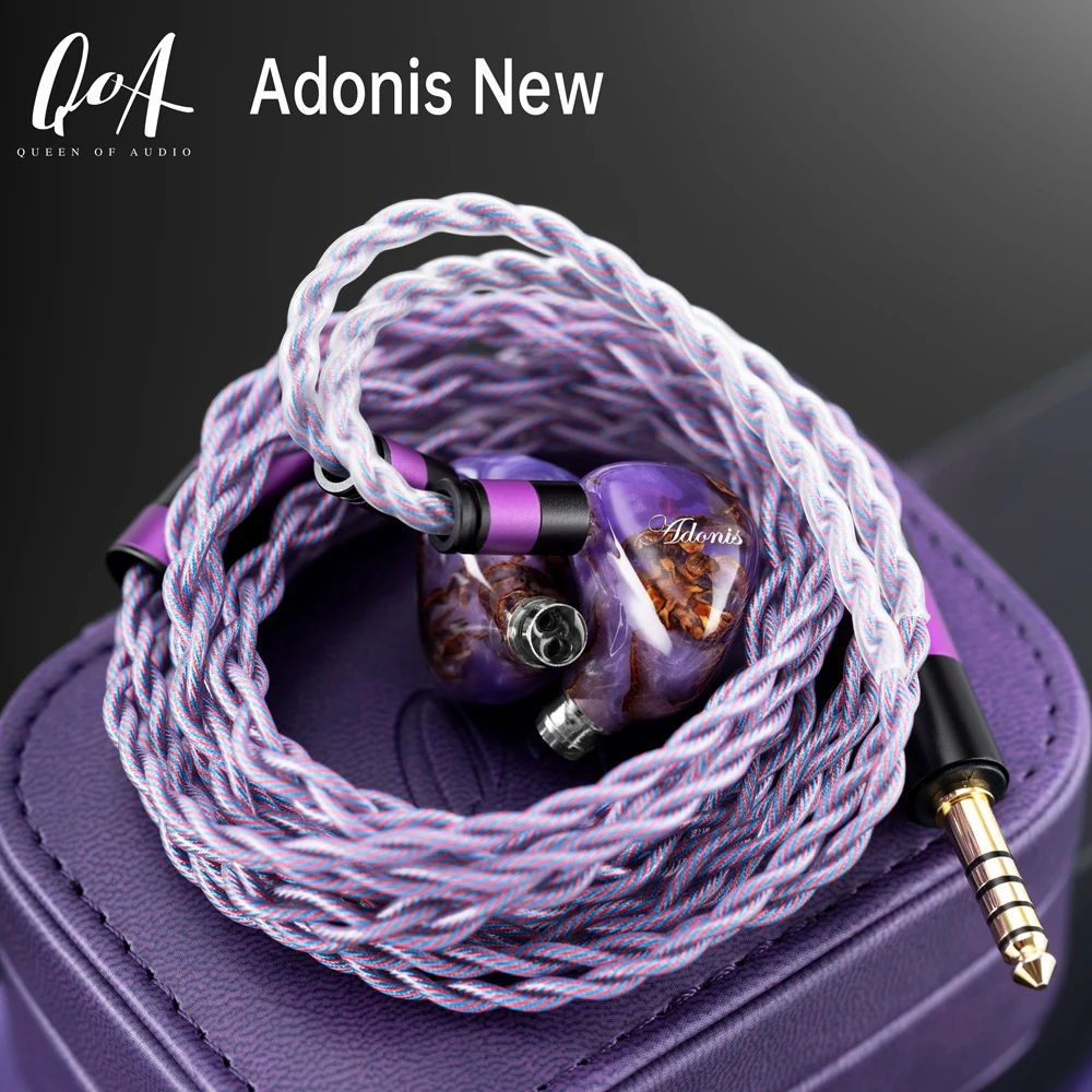 New QoA Adonis 2.0 HiFi Earphones, 1DD+2BA Hybrid Pinecone Resin Shell In-ear Earphone, 3.5+4.4mm Plug 0.78 2pin Cable kinera