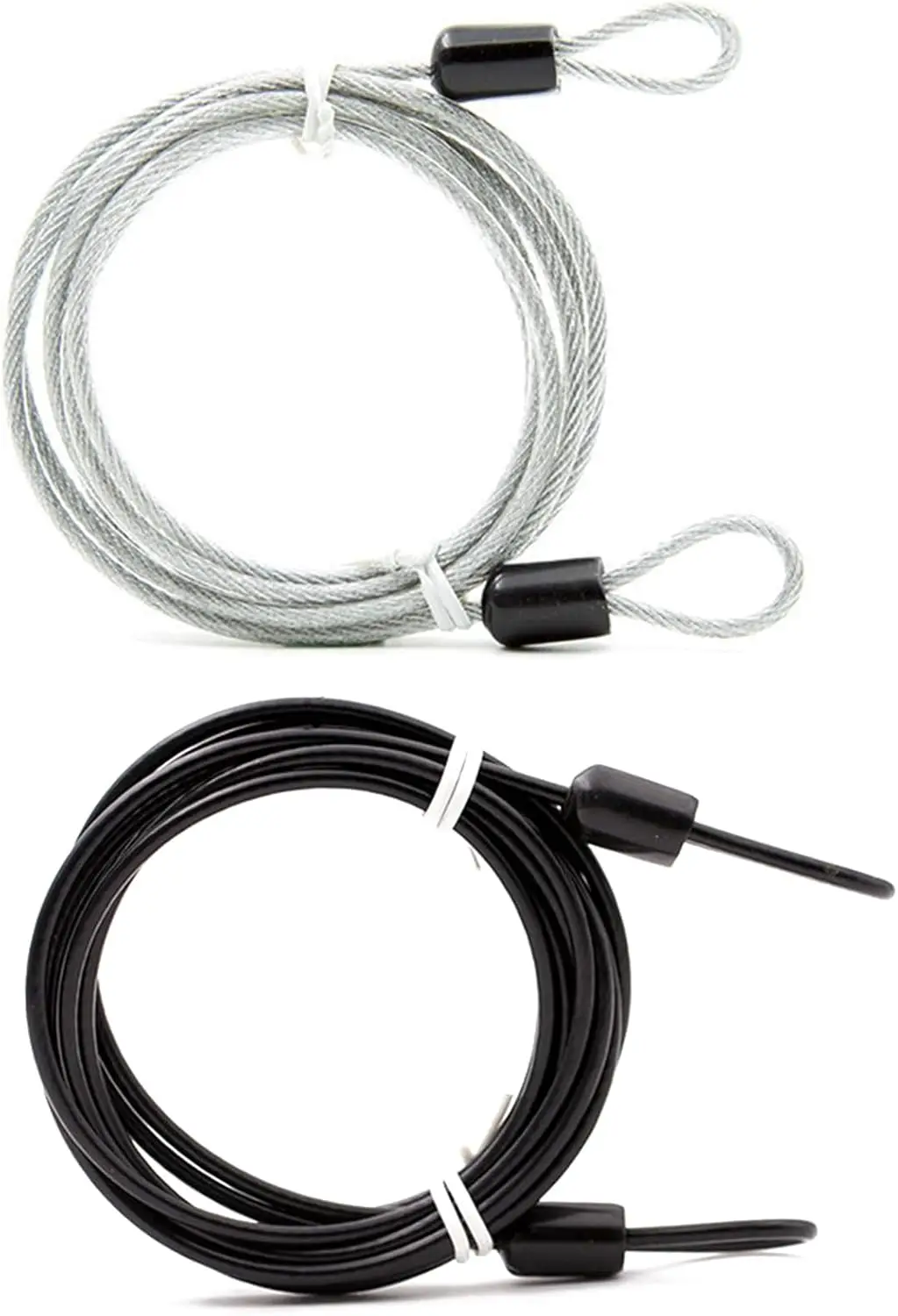 

Стальной тросовый замок с двойной петлей, с виниловым покрытием, 3,3 фута x 2,5 мм, для багажа и велосипедов - 2 шт., серебристо-черный