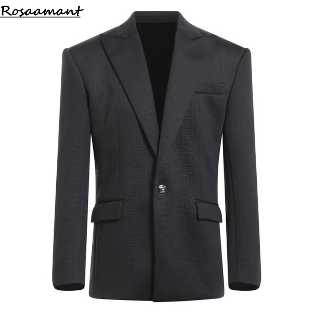 Black Jacquard Tuxedos For Men's Suit 2 Pieces Customized Elegant Silm Fit Man Suits For Wedding Groom Business