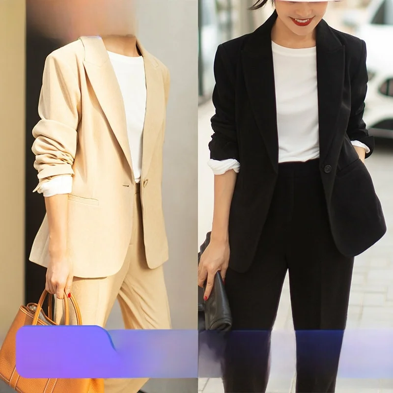 

Elegant Slim Fit Acetate Suit Set with Waist-Cinching Jacket And Pants Commute Style Long Sleeve Classic Collar Color