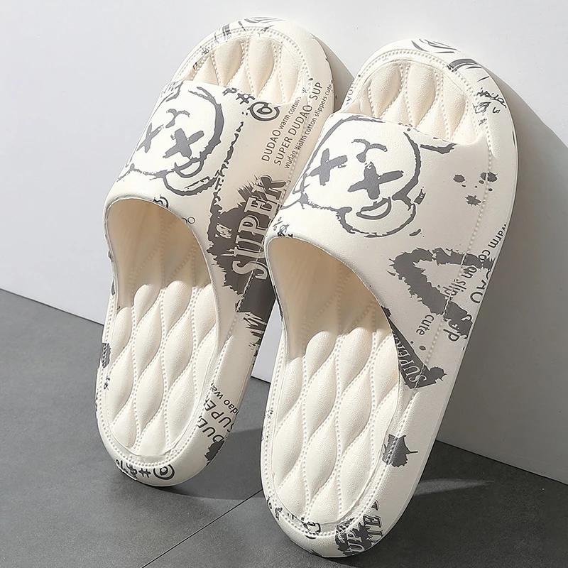 QYCKABY, chanclas para hombre, zapatillas de verano, sandalias estampadas, zapatos antideslizantes de tendencia, zapatillas EVA, calzado de playa de masaje a la moda para hombre