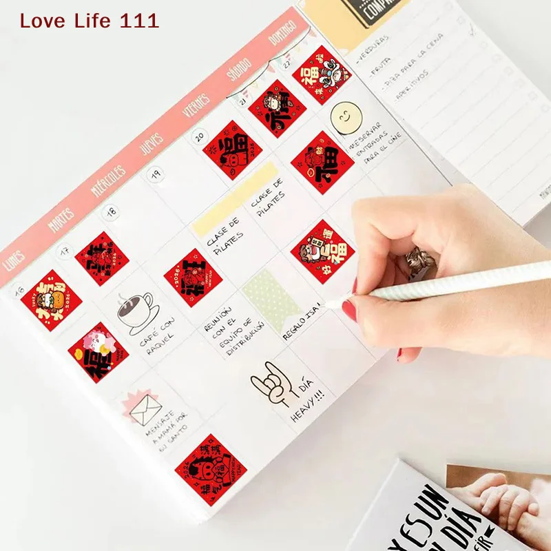 1/2/3 Roll Chinese New Year Year Of The Horse Seal Decorative Stickers Non-Drying Seal Stickers Gift Of Good Luck Fu Character