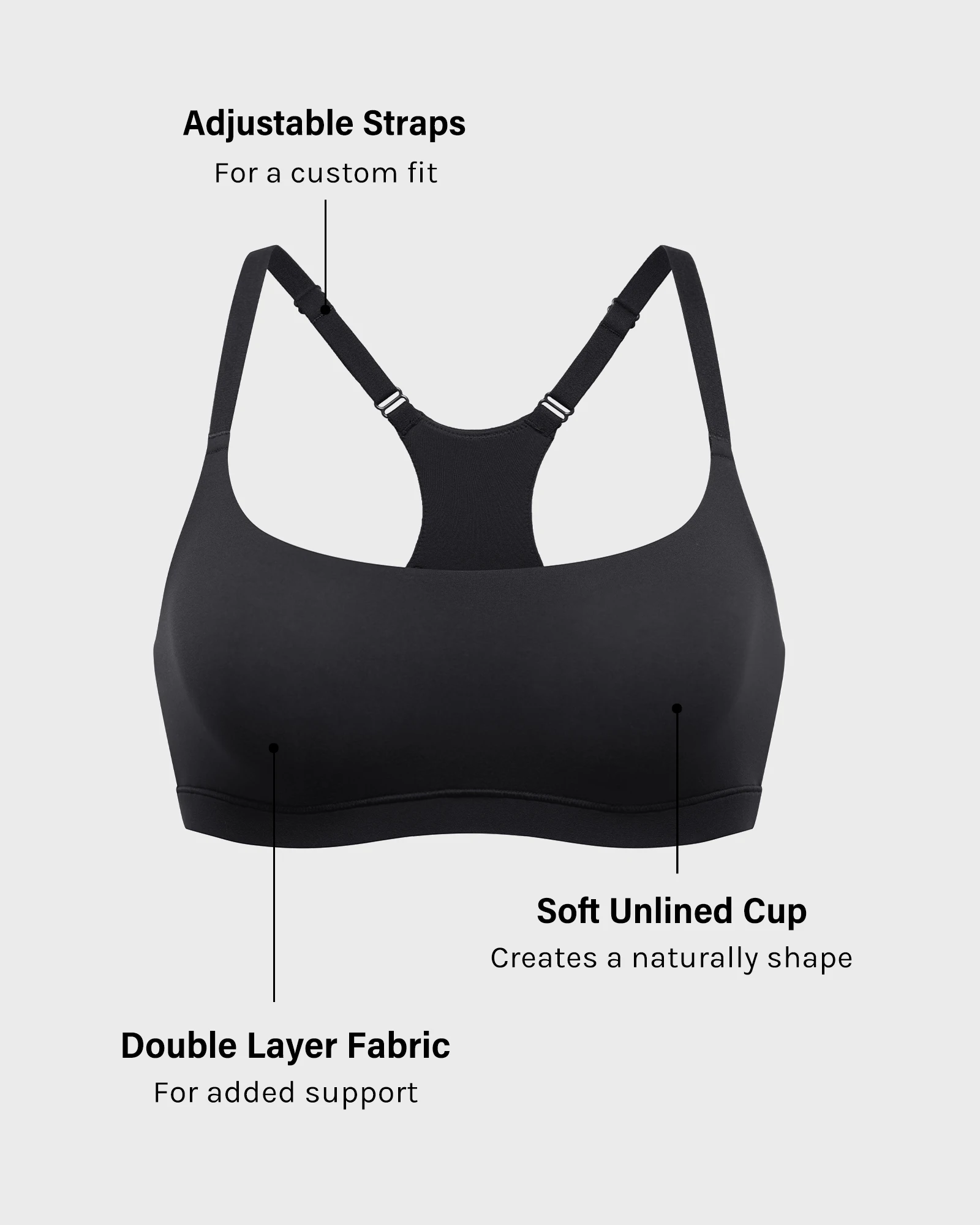 Women\'s Inbarely Soft Racerback Bralette Wireless Full Coverage Unlined Sports Bra