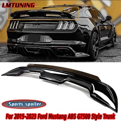 Mustang Rear Spoiler for 2015-2023 Ford Mustang ABS GT500 Style Trunk Spoiler Wing W/Smoke Gurney Flap Wicker Bill Coupe Wing