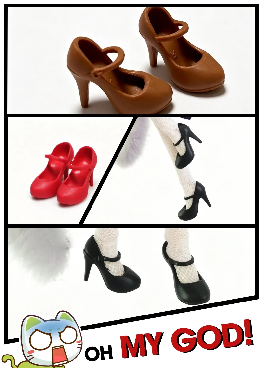 In Stock 1/12 Scale Basic Versatile Pointed High-heeled Shoe Accessories Fit 6inch Asi3.0 BJD Action Figure Body Model