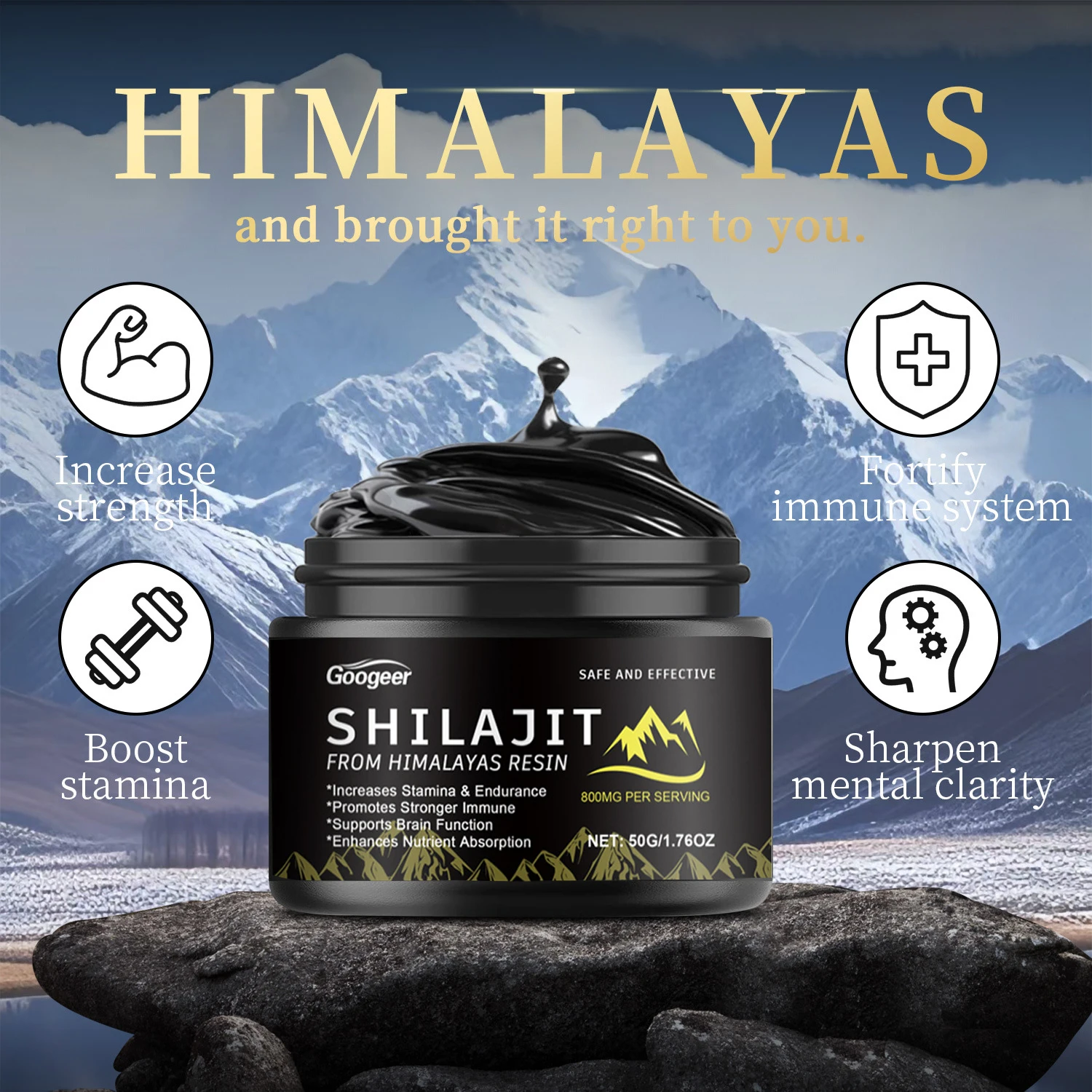 1-5Bottles Pure 800MG Himalayan Natural Shilajit Resin Lab Fulvic Acid Tested 85+ Trace Minerals Fulvic Acid Care Lab Tested