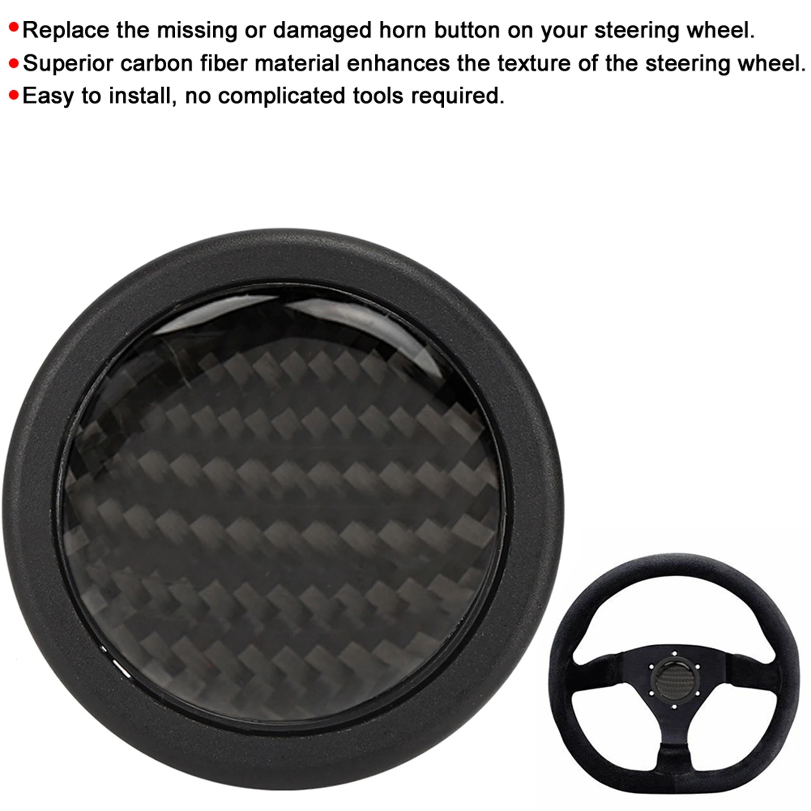 Carbon Fiber Horn Button Kit 6 Bolt Steering Wheel Push Switch Center Cover Racing Car Modified Interior Accessory