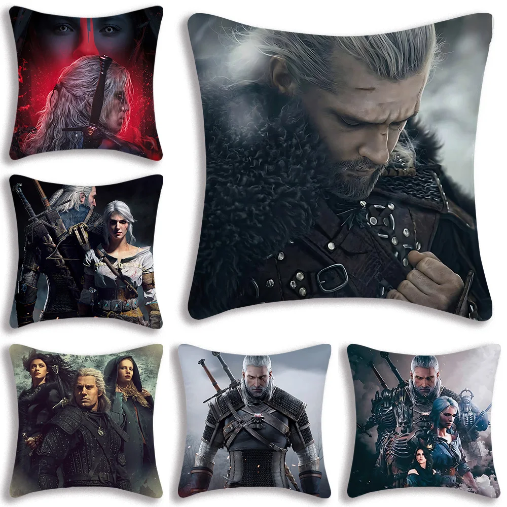 T-The W-Witchers 3 Game Pillow Covers Cartoon Sofa Decorative Home Double-sided Printing Short Plush Cute Cushion Cover