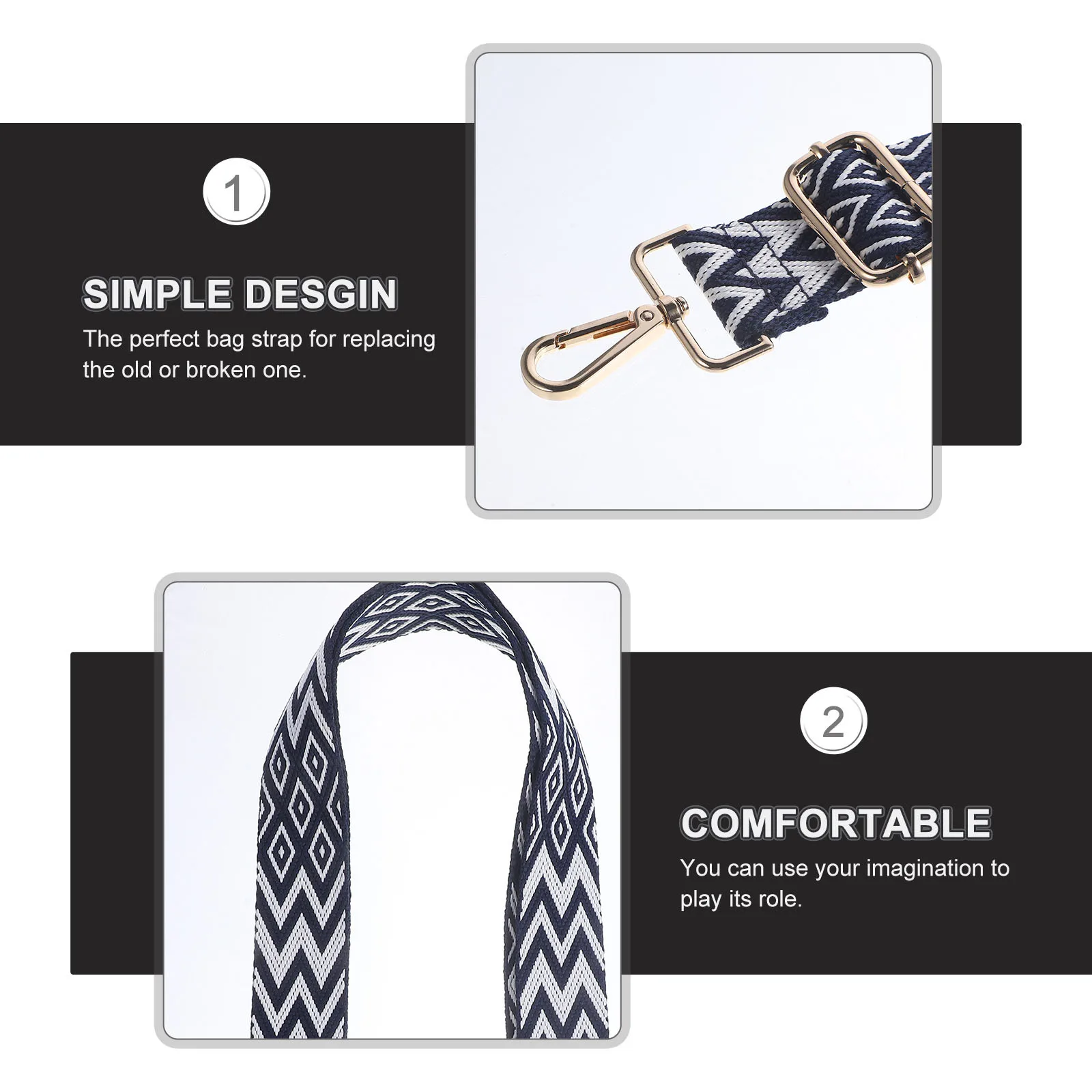 

1Pcs Ethnic Style Embroidered Strap Premium DIY Bag Woven Belt Replacement for Shoulder Messenger Clutch Bags All-Match Fashion