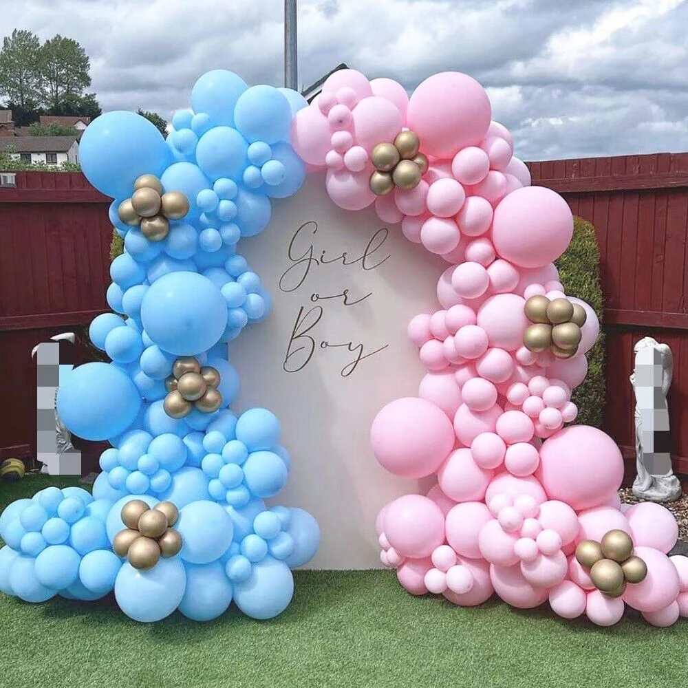 102 sztuk płeć odsłonić balon Garland Arch zestaw chłopiec lub dziewczyna Baby Shower balon różowy turkusowo-złota Ballon urodziny dekoracja na