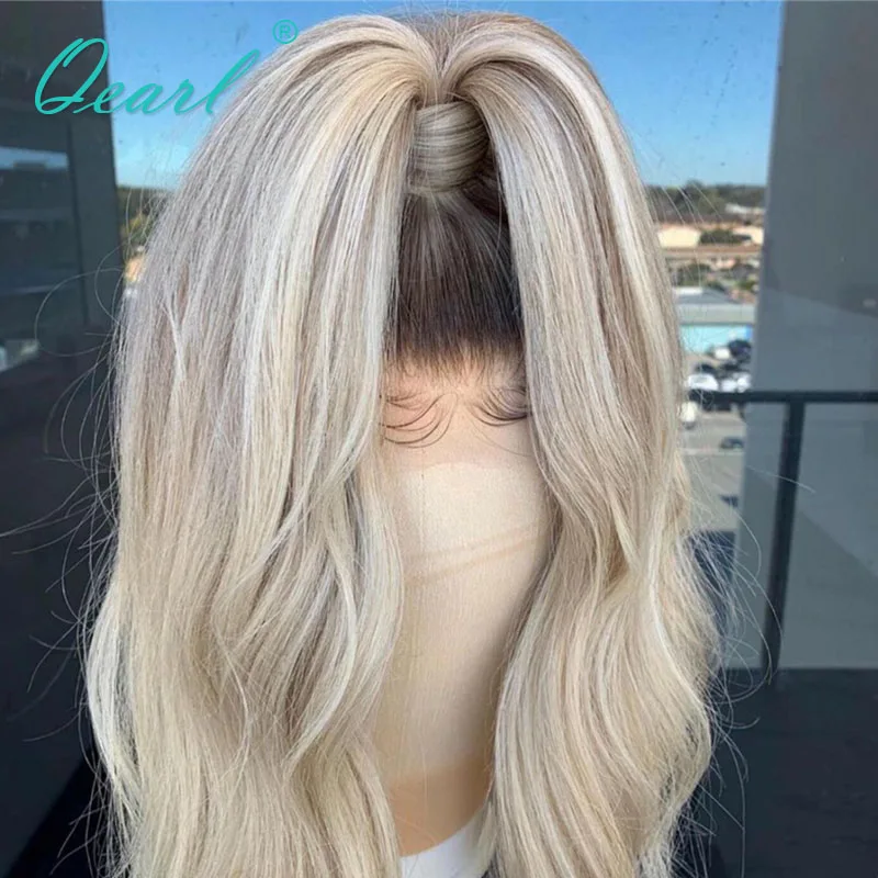 Perruque Full Lace Wig Loose Wave naturelle, cheveux humains, couleur blond platine cendré, 180% Qearl, Free Part, bon marché, 60 #13x6