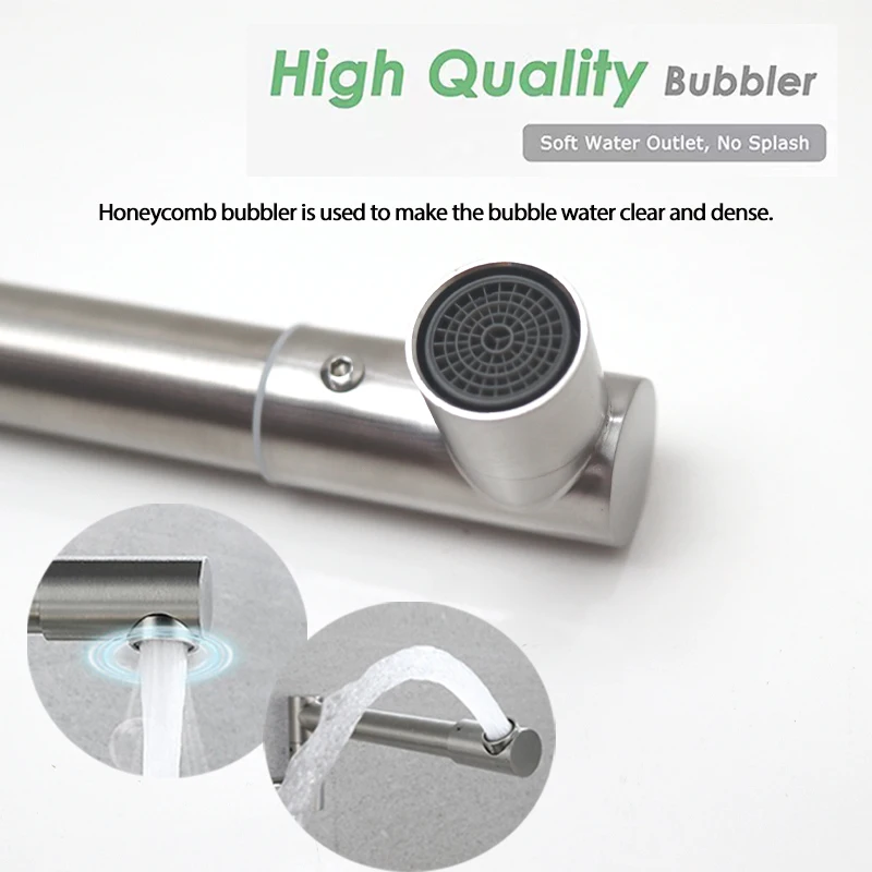 Wall Mounted Kitchen Telescopic Folding Faucet 360 Rotate Spout Single Cold Hand Washbasin Faucet Universal No Splash Water Tap