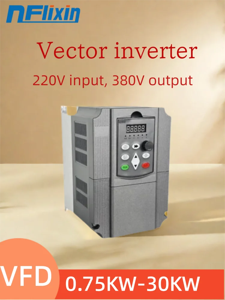 

New 0.75KW-30KW VFD 220V to 380V Inverter, Single-Phase to 3-Phase Motor Speed Controller for CNC Lathe Mill by NFlixin