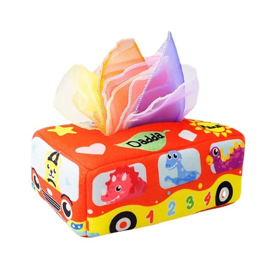 Giocattoli Montessori Scatola per fazzoletti per bambini Carta morbida Esercizio per dita per bambini Attività di apprendimento educativo Giocattolo di peluche sensoriale per giochi per bambini