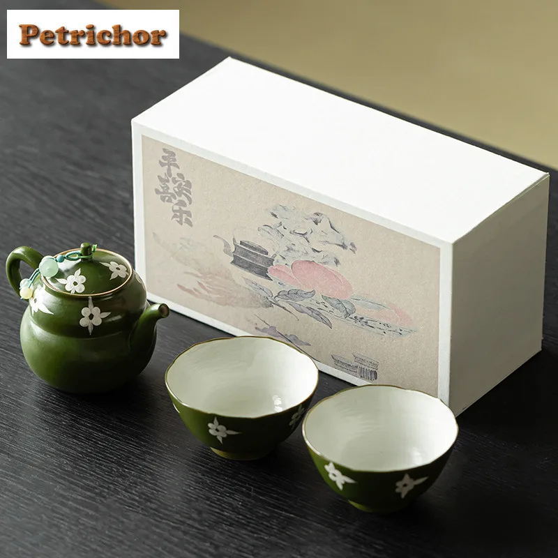 

Hand Drawn Tea Set Complete Set Vintage Gaiwan Tea Lid Set Tea Ceremony Set Household Teapot And Tea Cup Set Cafes Ornaments