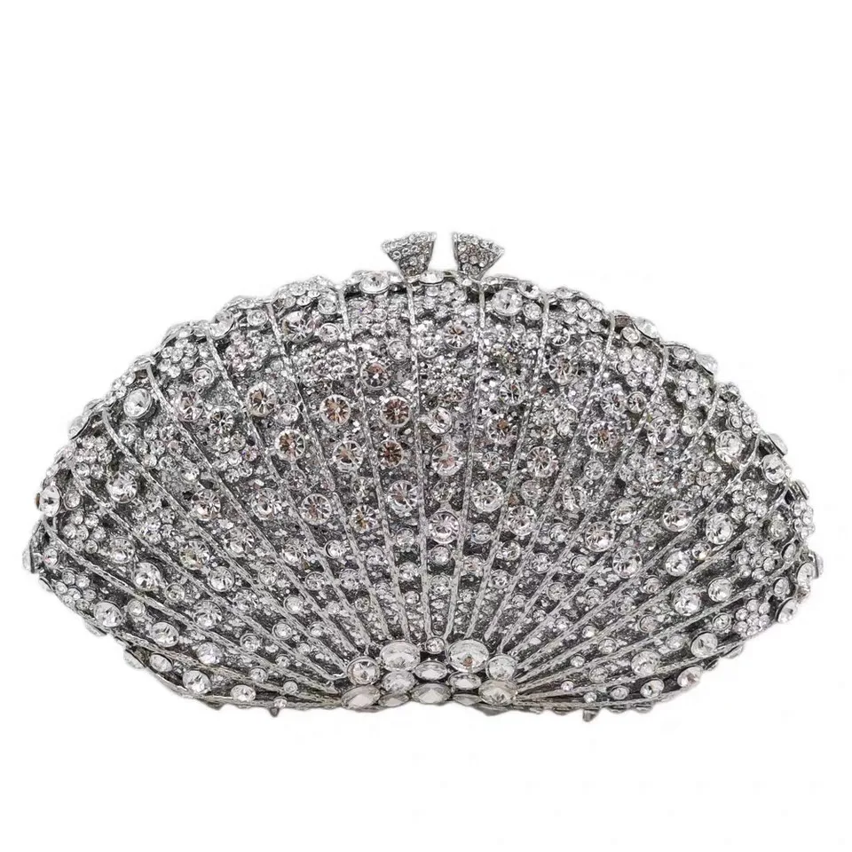 High Quality Elegant Exquisite Fan Shaped Ladies Evening Clutch Bag Banquet Chain Shoulder Bag - view 3