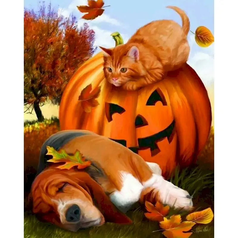 

GATYZTORY Acrylic Painting By Numbers For Adults Decorative Painting Pumpkin Lantern Artcraft Diy Gift Handpainted Home Decor