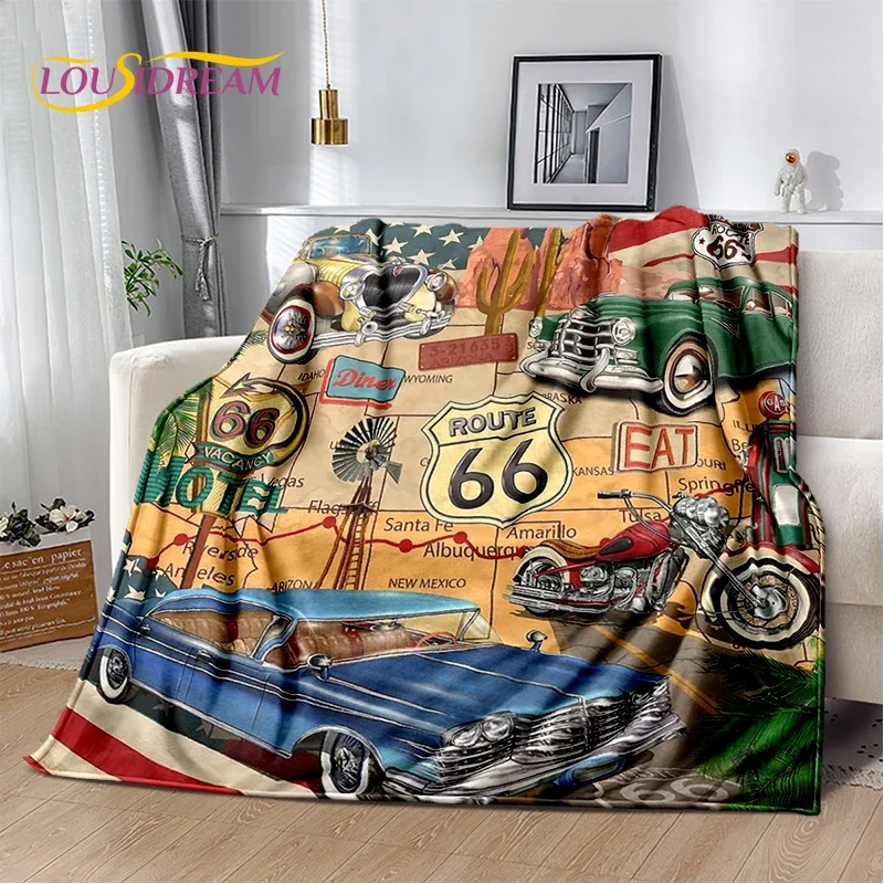 Retro America Historic Route 66,Mother Road,mãe Estrada Blanket,Soft Throw Blanket for Home Bedroom Bed Sofa Picnic Child Gift