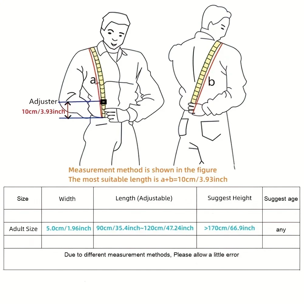 حمالات رجالية بمقاس كبير قابلة للتعديل بعرض 50 مم، ومرونة عالية مع 4 مشابك قوية بتصميم X-Back، وأقواس بنطلون شديدة التحمل