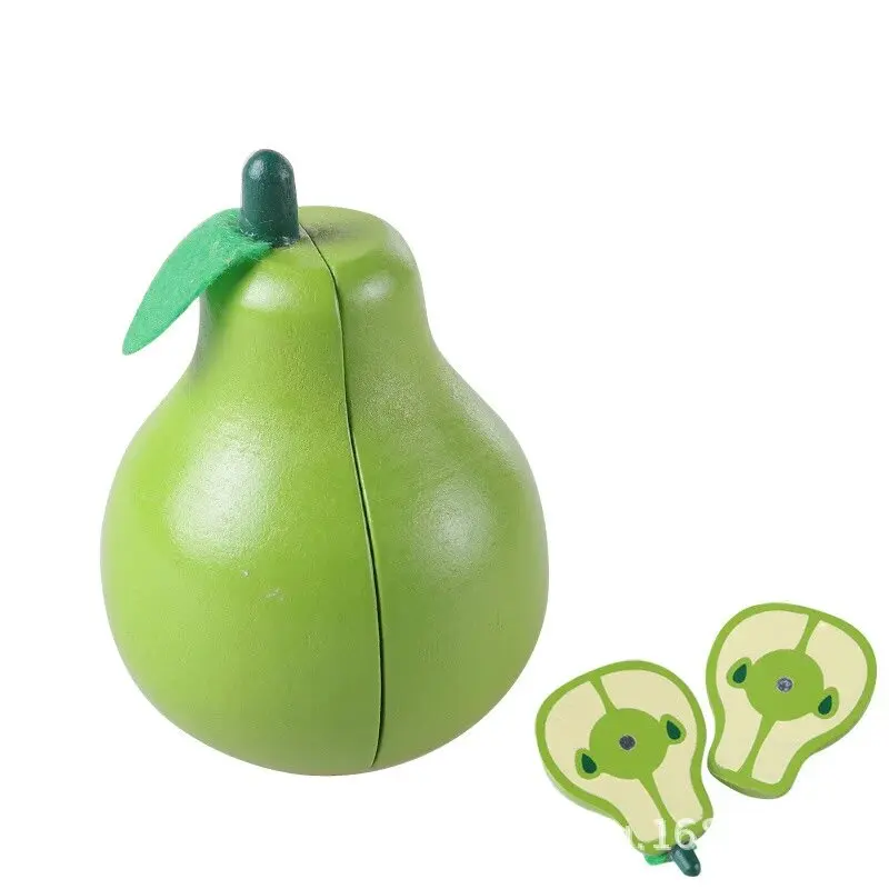 1 個木のおもちゃ磁気切断果物野菜食品ごっこ遊びシミュレーションキッチンロールプレイ教育玩具子供のため