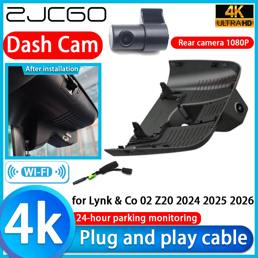

ZJCGO for Lynk & Co 02 Z20 2024 2025 2026 4K DVR Dash Cam Car Camera UHD 2160P Sony Lens 24h Monitor Video Recorder Recording