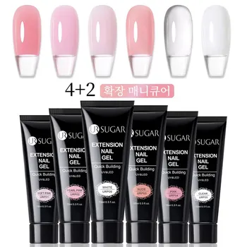 UR AÇÚCAR 6 Pçs/conjunto 15ml Unhas Extensão Gel Soak Off UV LED Acrílico Cristal Branco Claro Gel Nude Polonês UV Gel Polonês