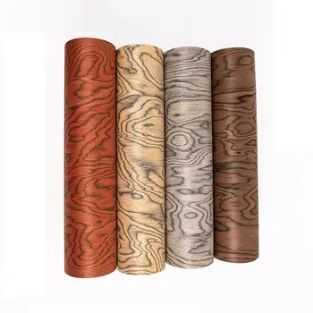 Feuille de placage de bois de bavure d'ingénierie de 250cm × 55cm, placage de bois exotique pour la décoration d'hôtel d'art mural de contreplaqué de meubles de travail du bois