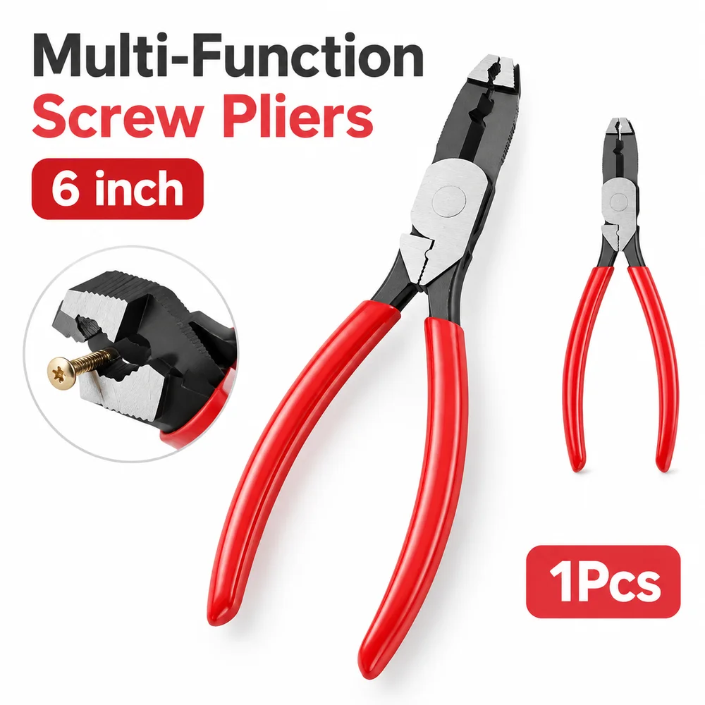 1Pcs 6 Inch Screw Extraction Pliers Anti-Slip Grip Fish Tail Design Slip Joint Pliers Safety Buckle Multifunctional