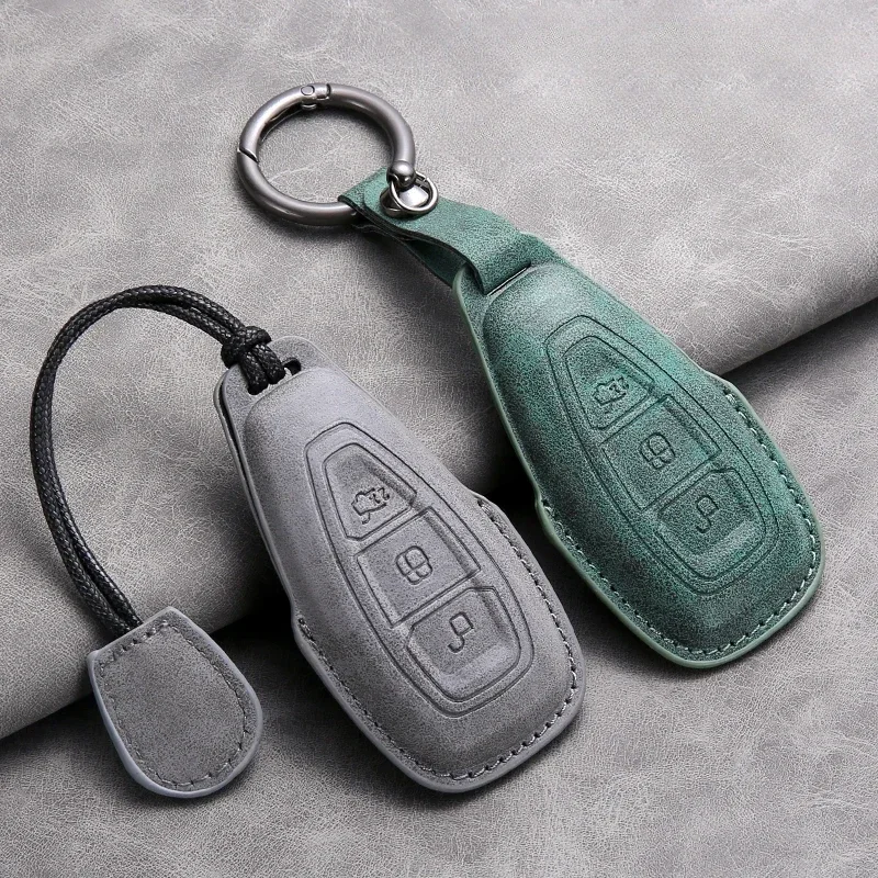 

Leather Car Remote Key Case Cover Shell for Ford Focus 3 4 ST Mondeo MK3 MK4 Fiesta Fusion Kuga Ecosport Protect Key Fob