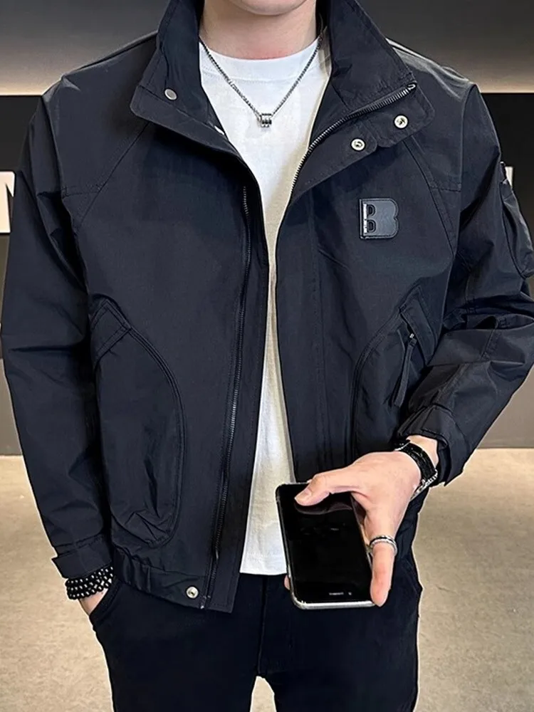 

Casual Sle Men's Jaet Spring Autumn New Faion Brand Stand Collar Top Men's Clothing Haome Workwear Leisure Coat