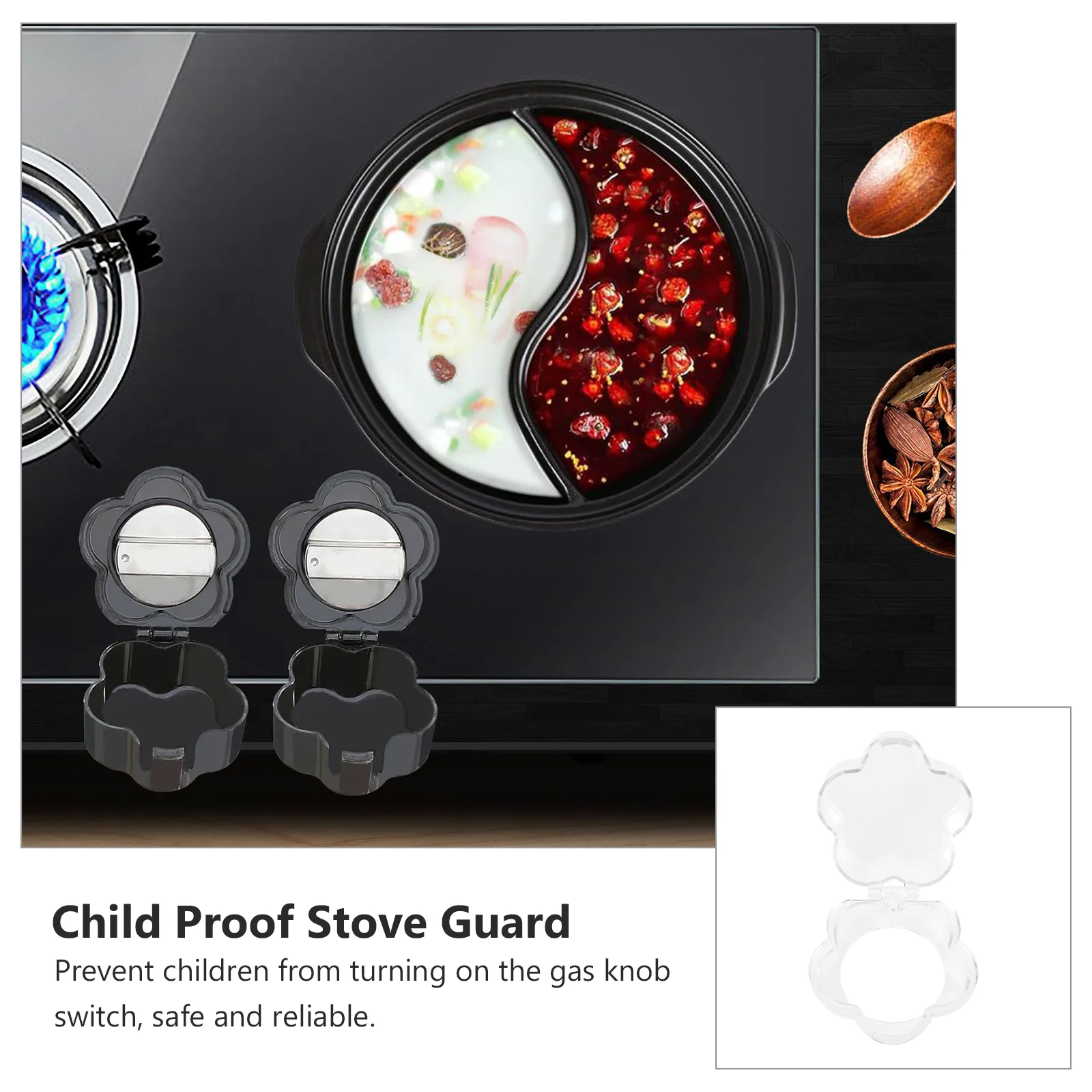 4 Pcs Gas Protection Cover Child Safety Knob Stove Burner Covers Protective Door Proof Plastic Guard Protector