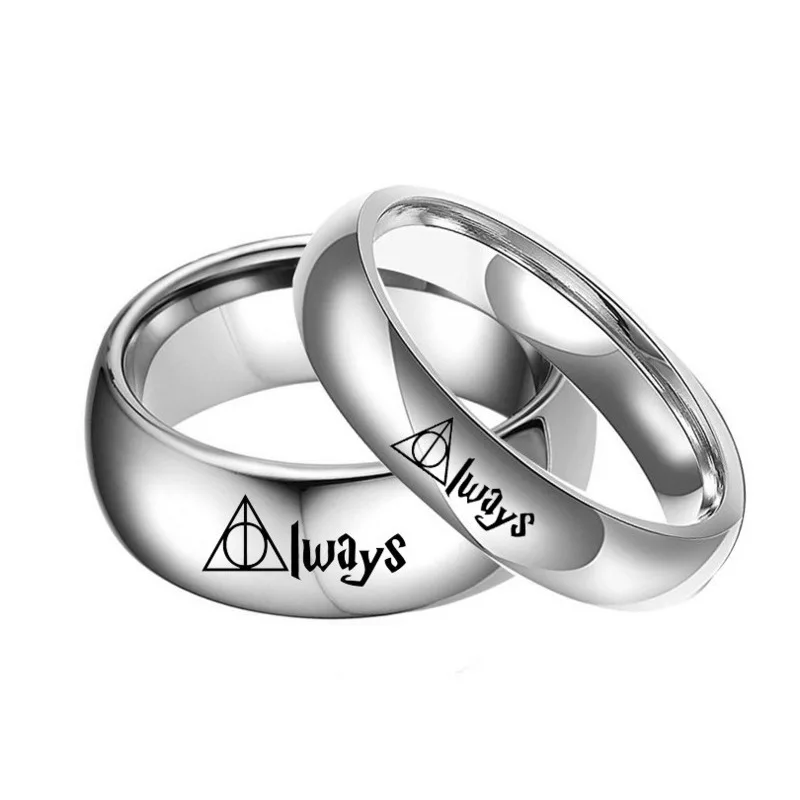 Academy of Magic Harries and Deathly Hallows Potters Ring ALWAYS Ring Couples Ring Titanium Steel Male and Female Pairs Ring