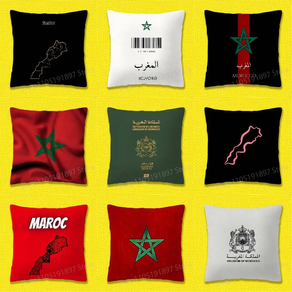 

Moroccan Morocco Flag Passport Map Throw Pillow Case For 45x45cm 40x40cm 55x55cm 50x50cm 30x30cm Square Car Pillowcase Shell