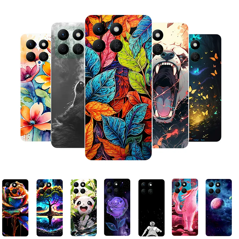 

For Honor X8b Case Cover HonorX8b Flowers Panda Soft Silicone Shockproof Bumper On Honor X8B LLY-LX1 Back Cover Shell Phone Case