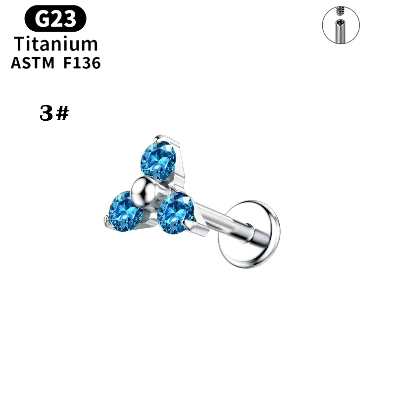 Titanium alloy lip ring, three diamond zircon earrings, human puncture jewelry